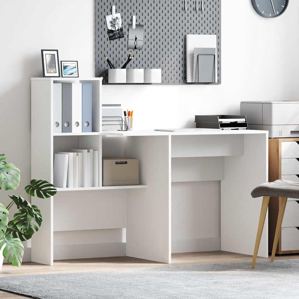 vidaXL Bureau met plank Wit 131,5 x 50 x 106,5 cm Bewerkt hout