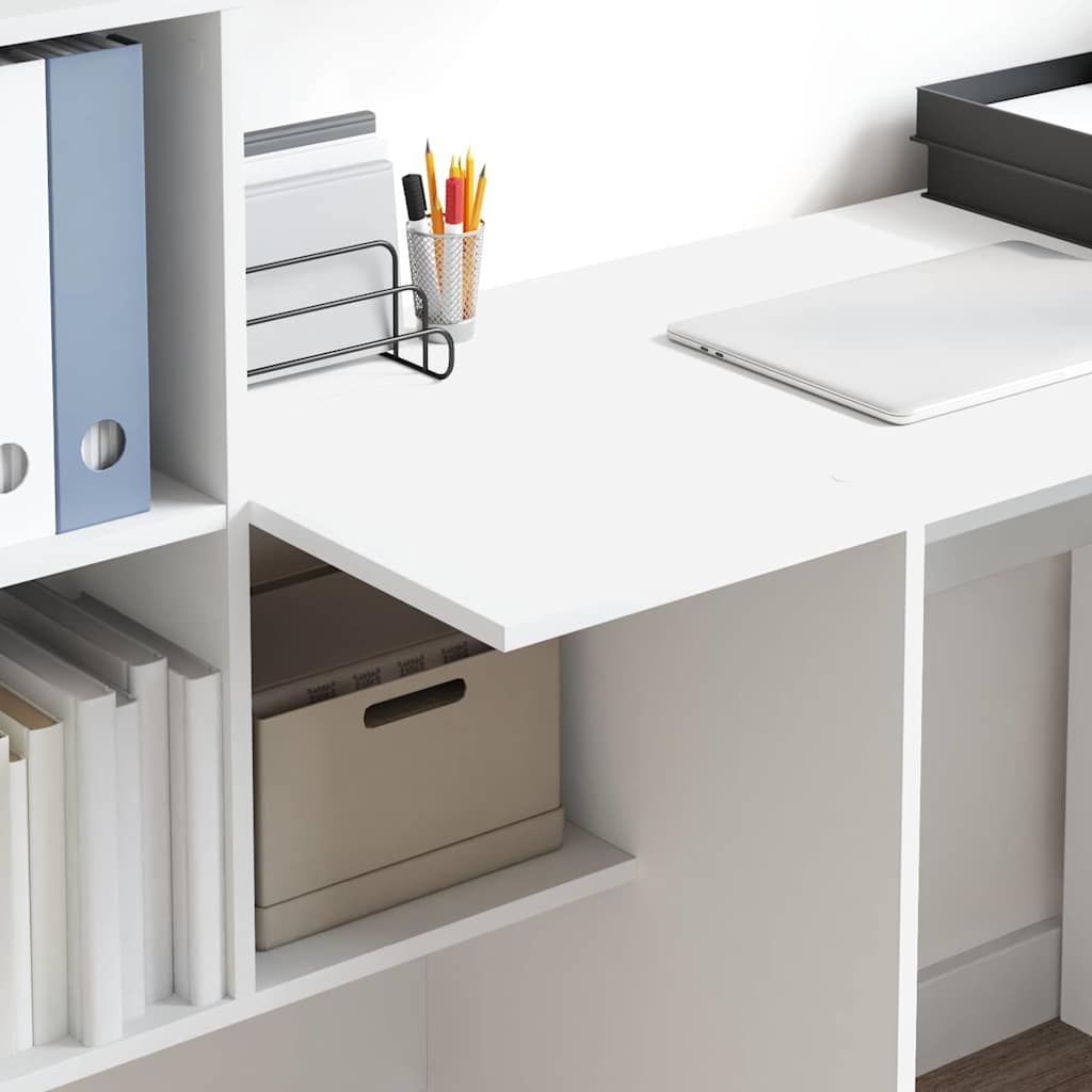 vidaXL Bureau met plank Wit 131,5 x 50 x 106,5 cm Bewerkt hout