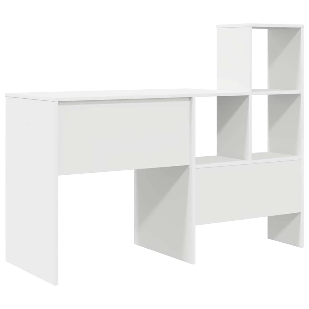vidaXL Bureau met plank Wit 131,5 x 50 x 106,5 cm Bewerkt hout