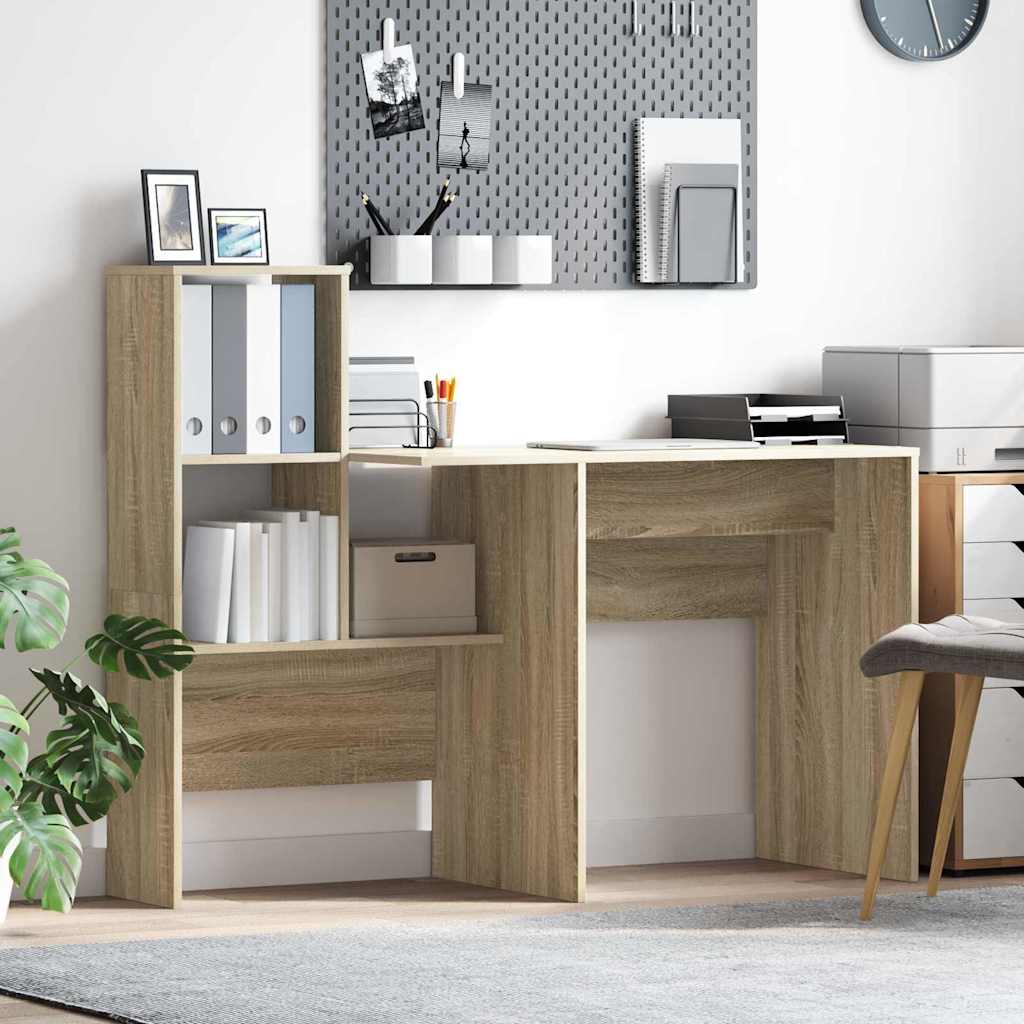 vidaXL Bureau met plank Wit 131,5 x 50 x 106,5 cm Bewerkt hout