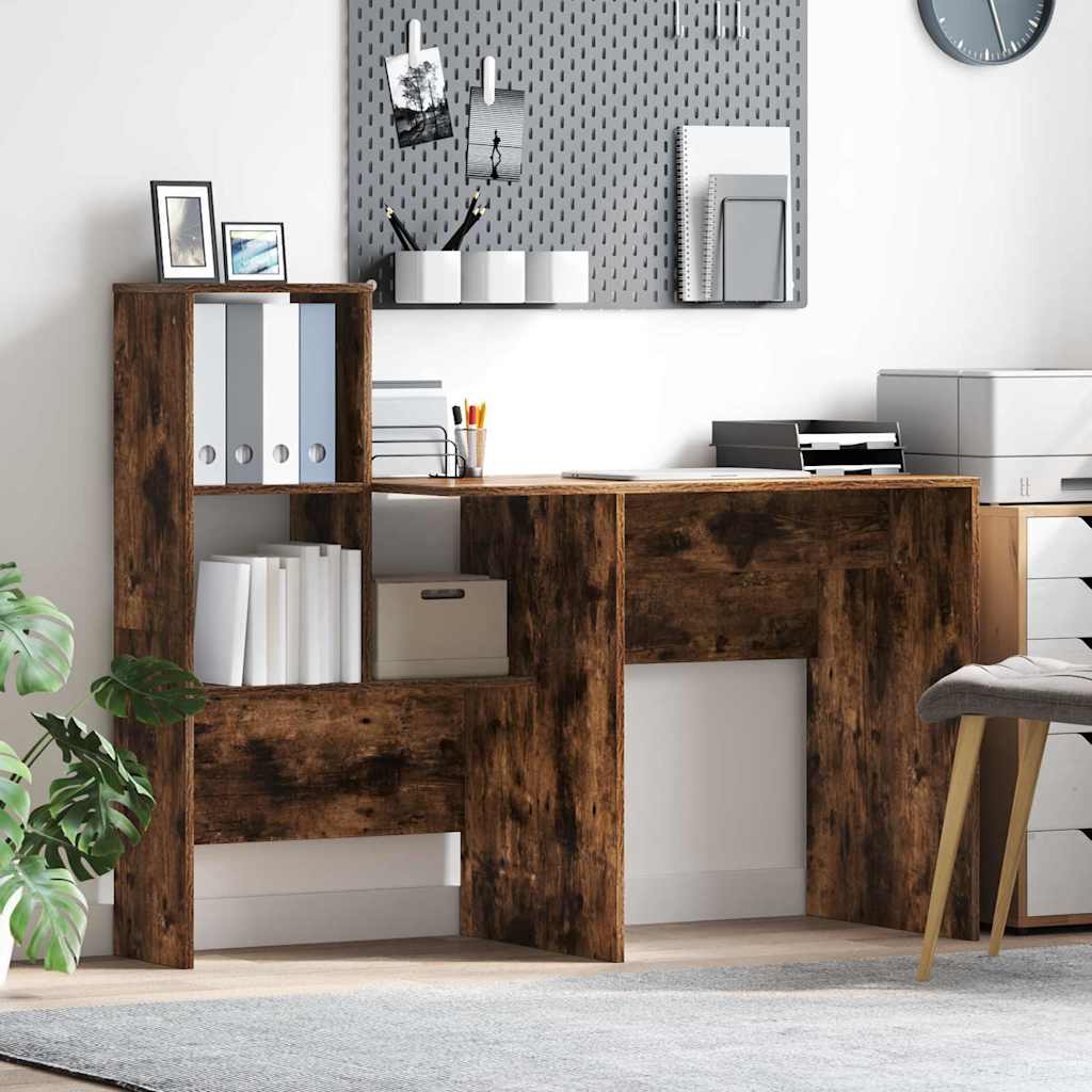 vidaXL Bureau met plank Wit 131,5 x 50 x 106,5 cm Bewerkt hout
