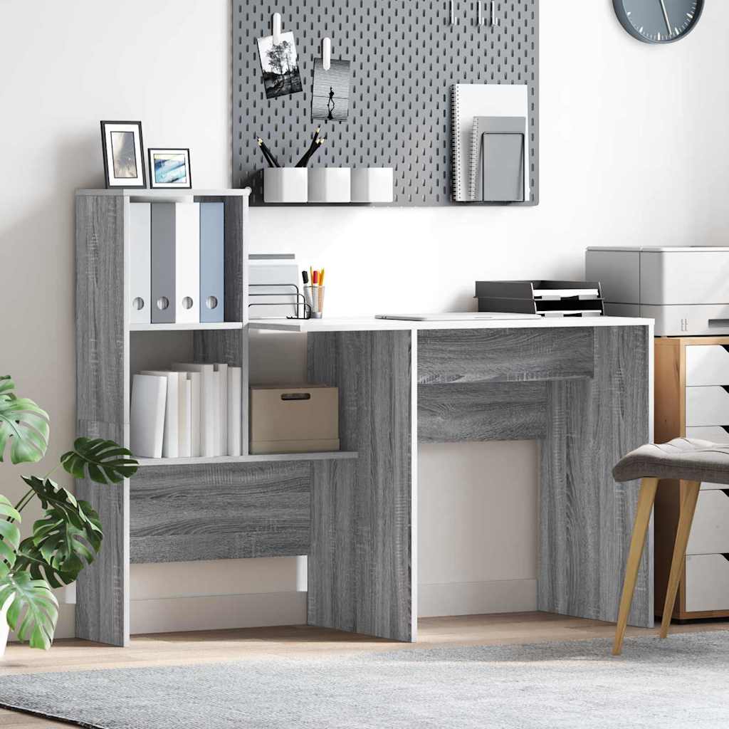 vidaXL Bureau met plank Wit 131,5 x 50 x 106,5 cm Bewerkt hout