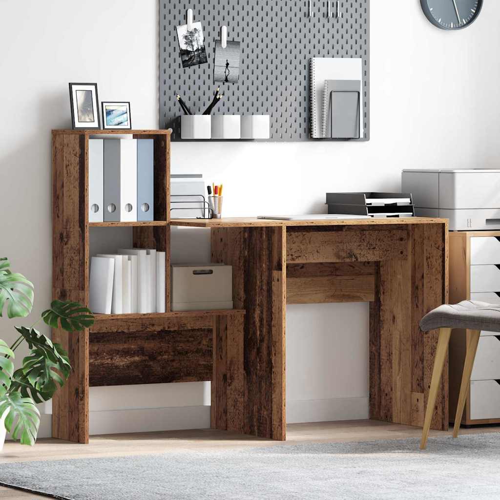 vidaXL Bureau met plank Wit 131,5 x 50 x 106,5 cm Bewerkt hout