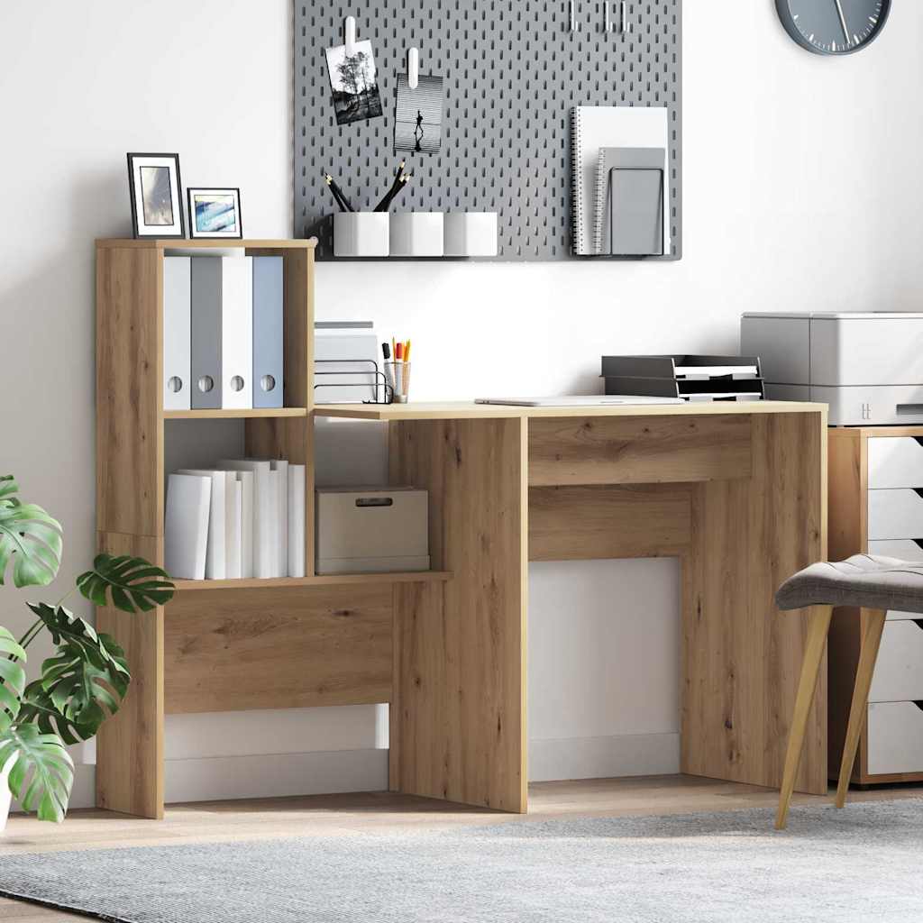 vidaXL Bureau met plank Wit 131,5 x 50 x 106,5 cm Bewerkt hout