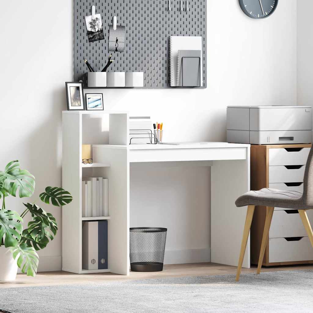 vidaXL Computerbureau Wit Gefabriceerd hout Compact Opslag