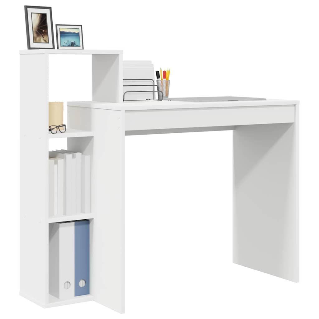 vidaXL Computerbureau Wit Gefabriceerd hout Compact Opslag