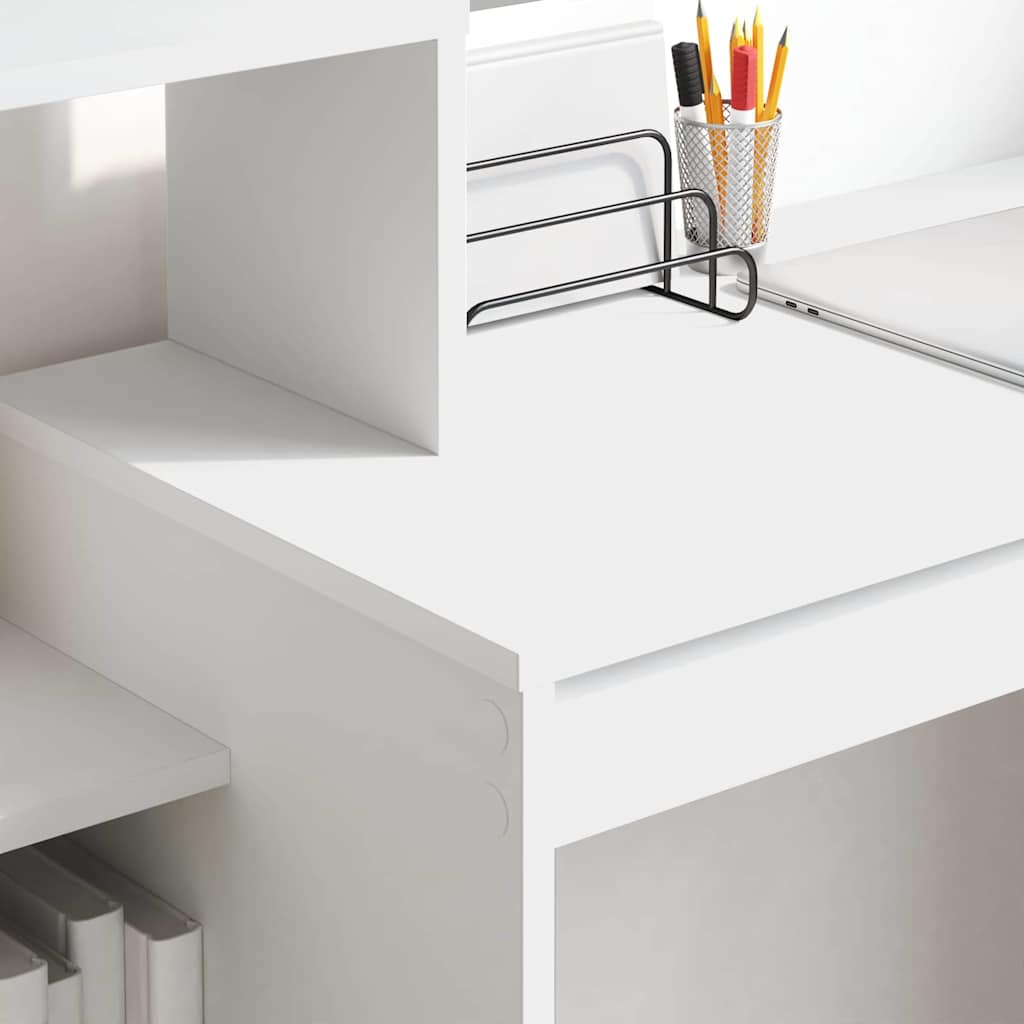 vidaXL Computerbureau Wit Gefabriceerd hout Compact Opslag