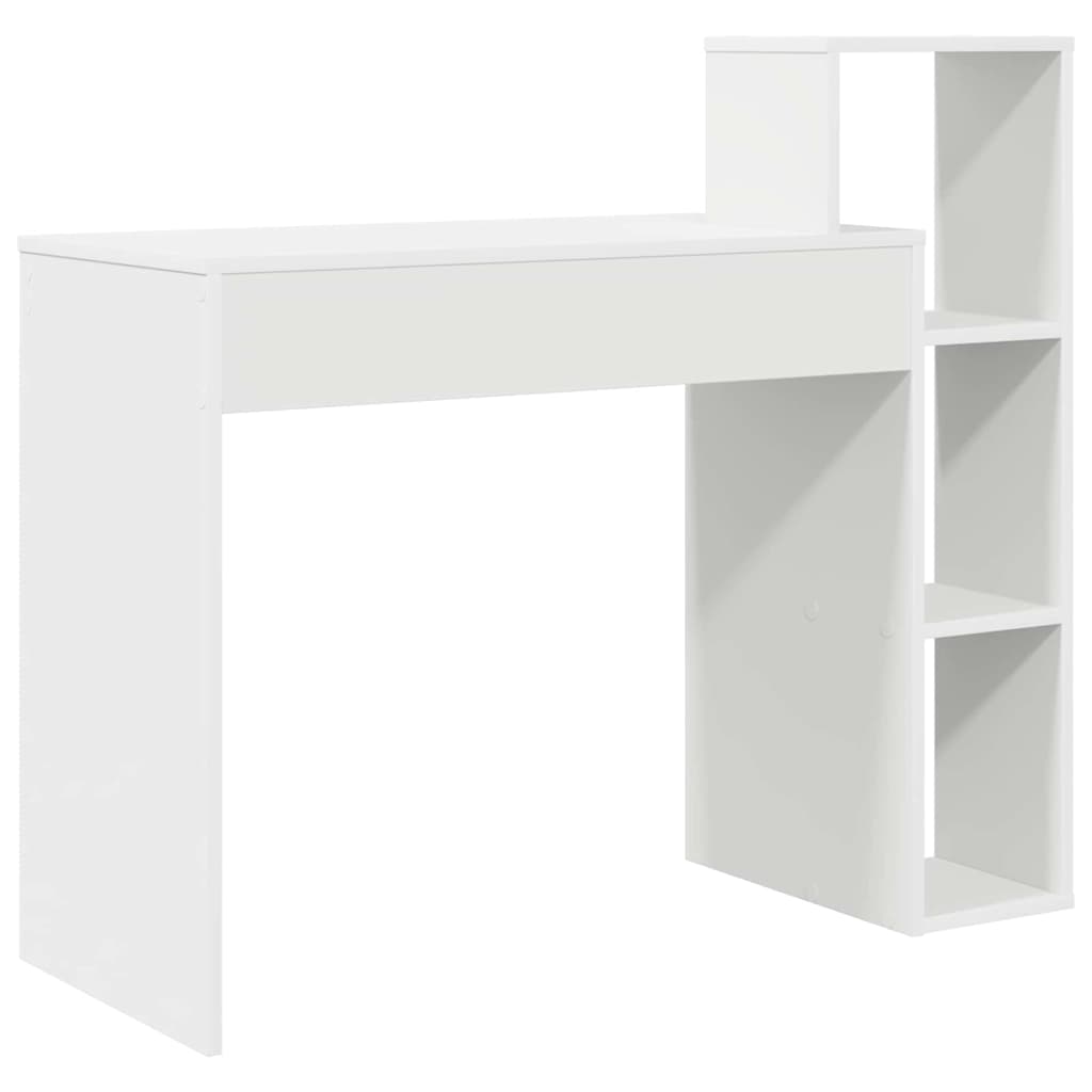 vidaXL Computerbureau Wit Gefabriceerd hout Compact Opslag