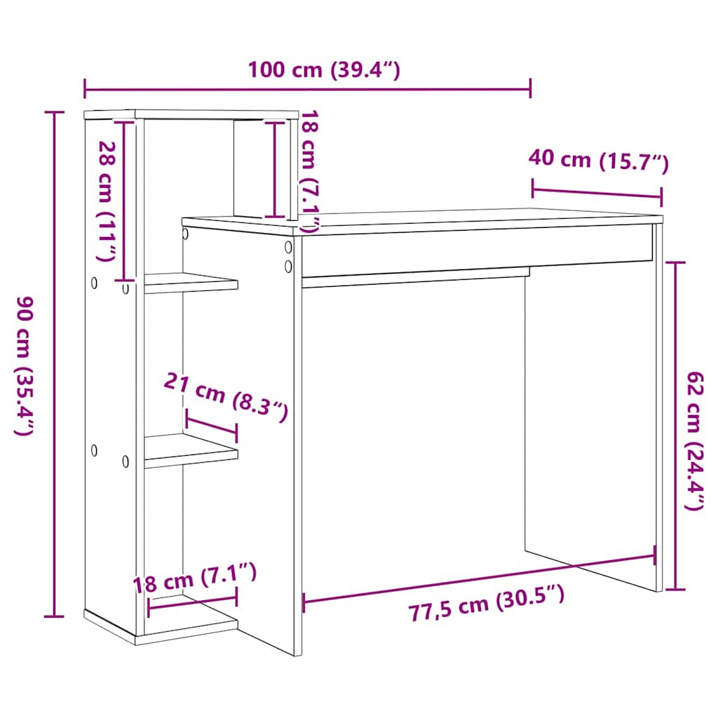 vidaXL Computerbureau Wit Gefabriceerd hout Compact Opslag