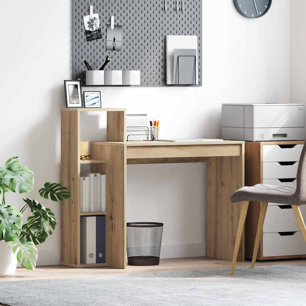 vidaXL Computerbureau Wit Gefabriceerd hout Compact Opslag