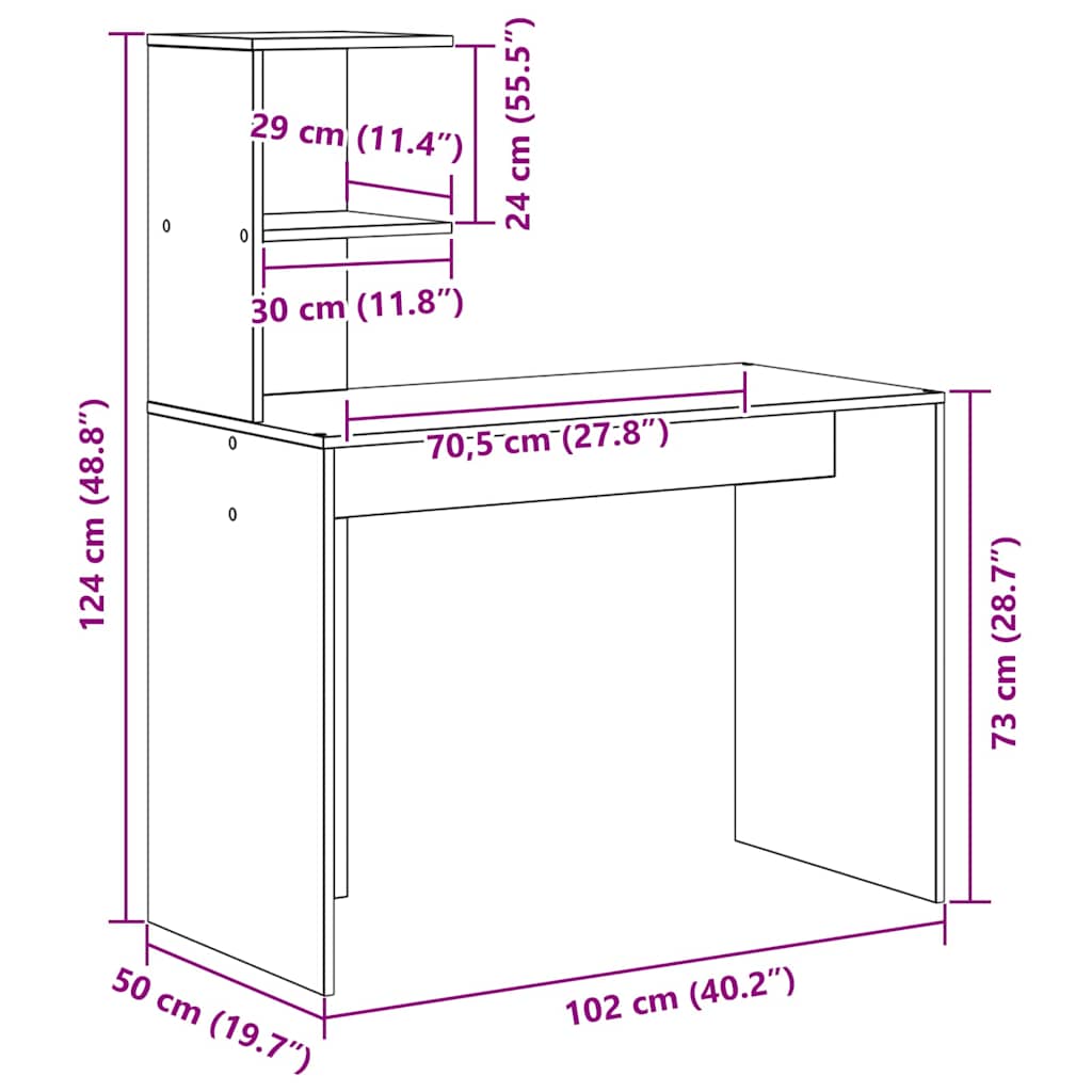 vidaXL Wit Schrijfbureau Wit MDF Compact Decoratieve Elementen
