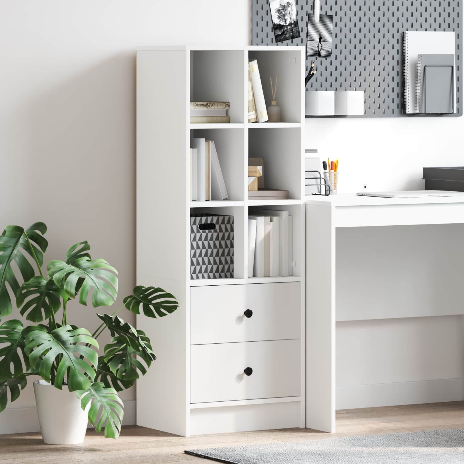 vidaXL Wit Boekenrek Wit MDF Standaard Wit Boekenrek Rechthoekig