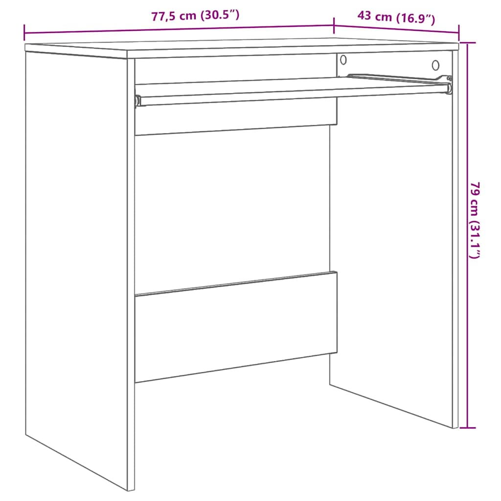 vidaXL Computerbureau Wit Geïndustrialiseerd hout Compact Organizers