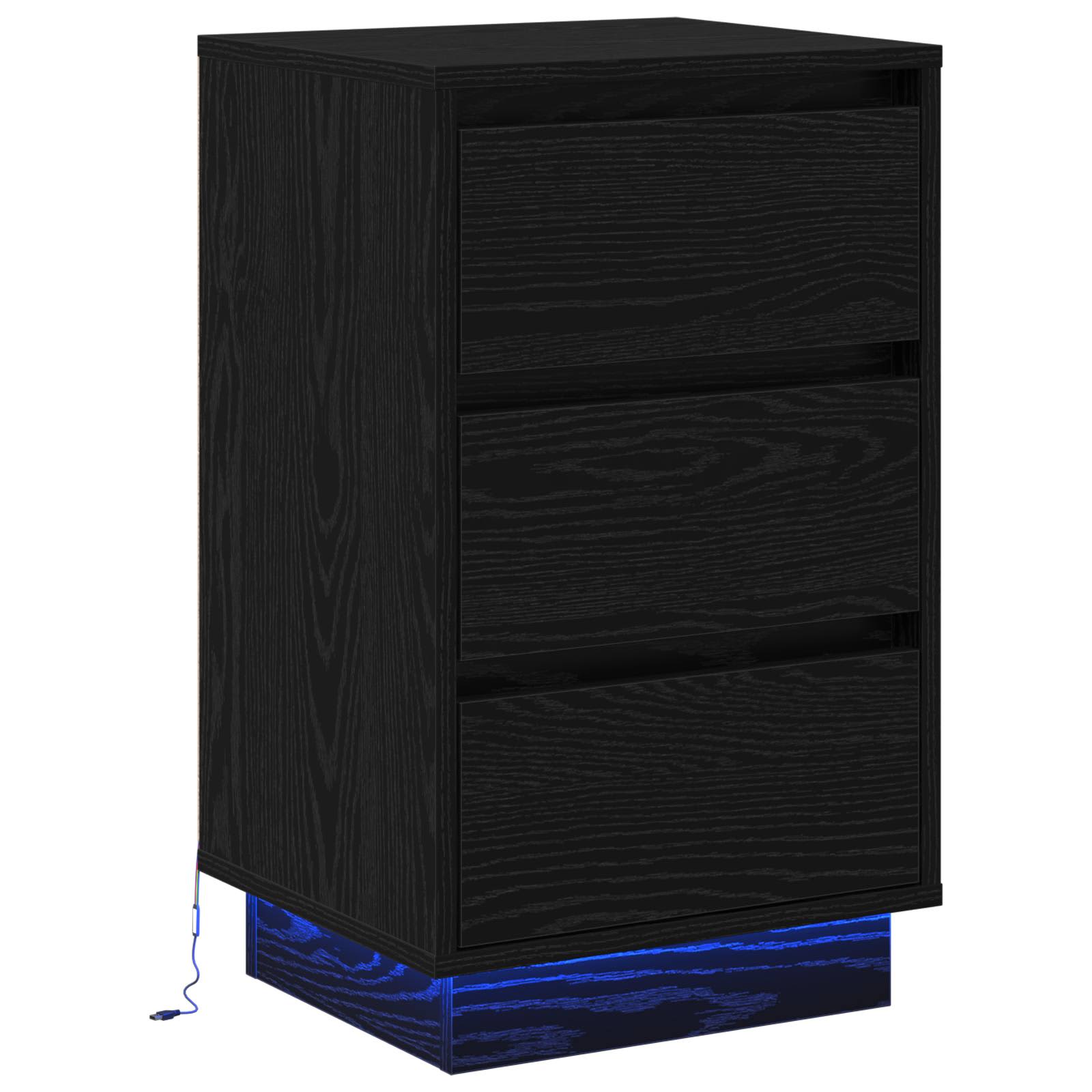 vidaXL Nachttafeltje met LED Wit 39x34,5x65 cm Geengineerd Hout