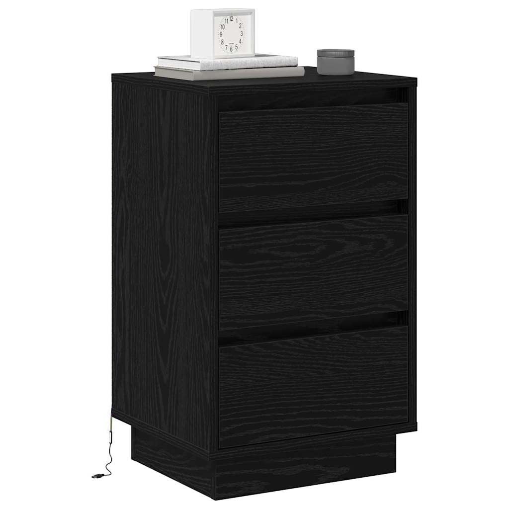 vidaXL Nachttafeltje met LED Wit 39x34,5x65 cm Geengineerd Hout