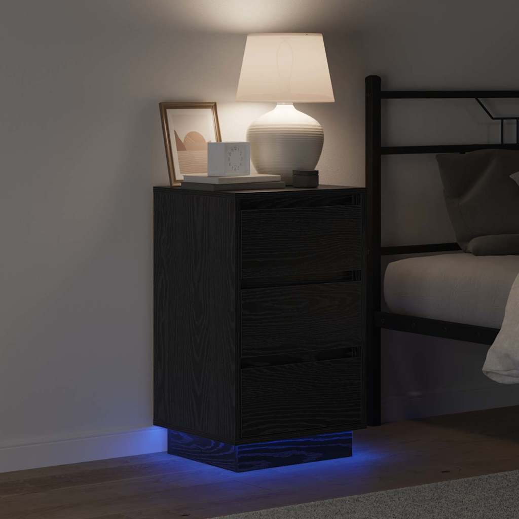 vidaXL Nachttafeltje met LED Wit 39x34,5x65 cm Geengineerd Hout