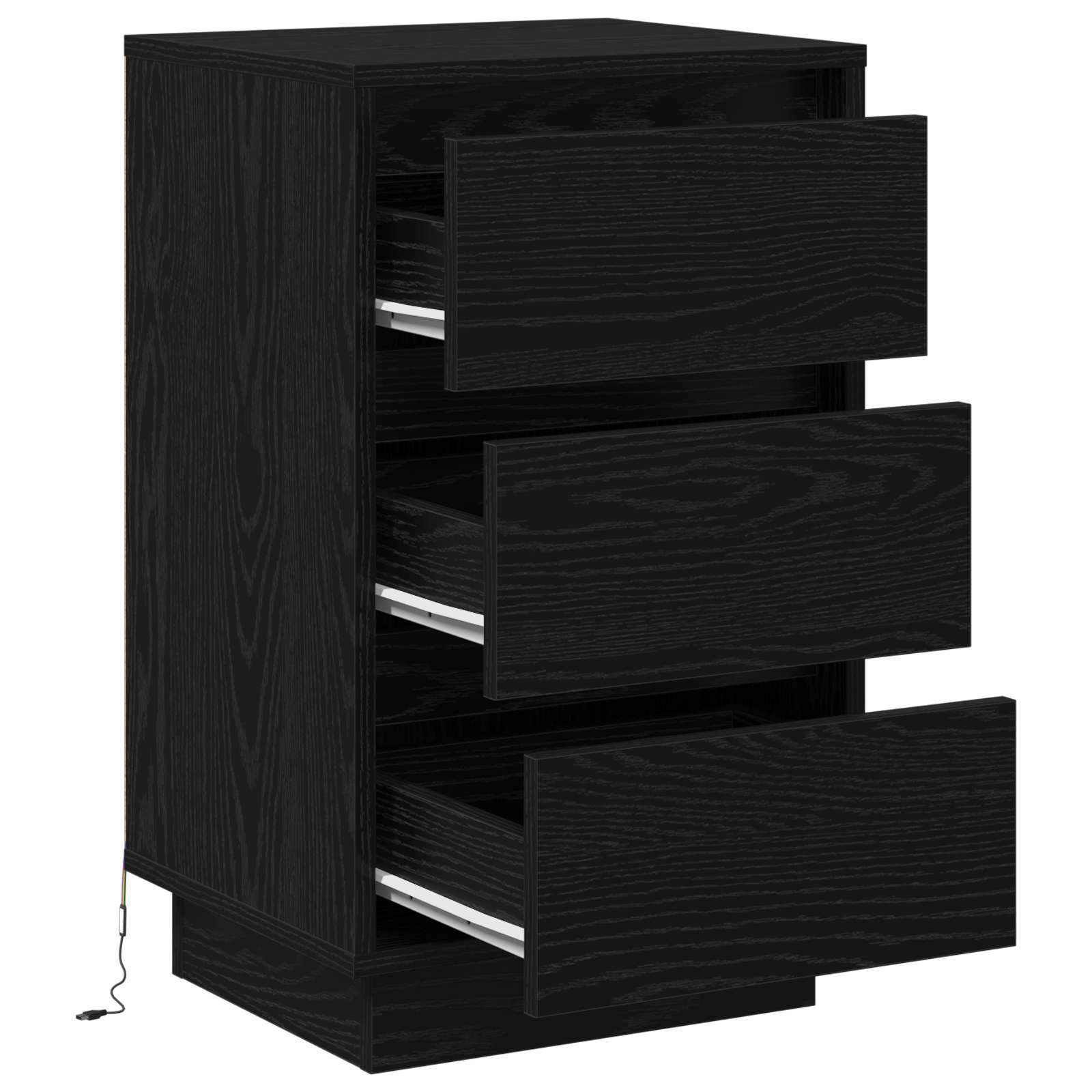 vidaXL Nachttafeltje met LED Wit 39x34,5x65 cm Geengineerd Hout