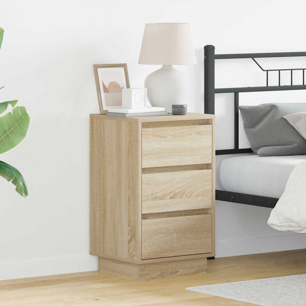 vidaXL Nachttafeltje met LED Wit 39x34,5x65 cm Geengineerd Hout