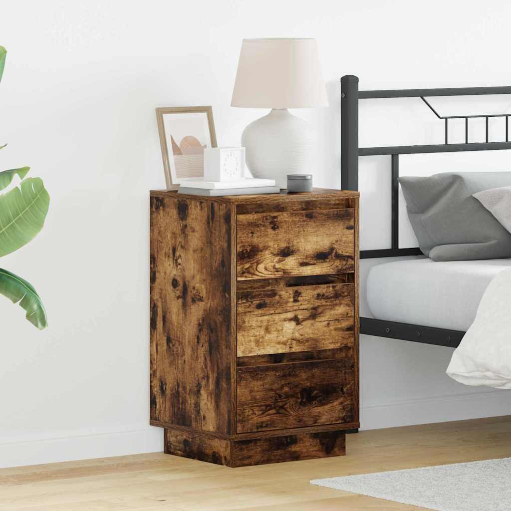 vidaXL Nachttafeltje met LED Wit 39x34,5x65 cm Geengineerd Hout
