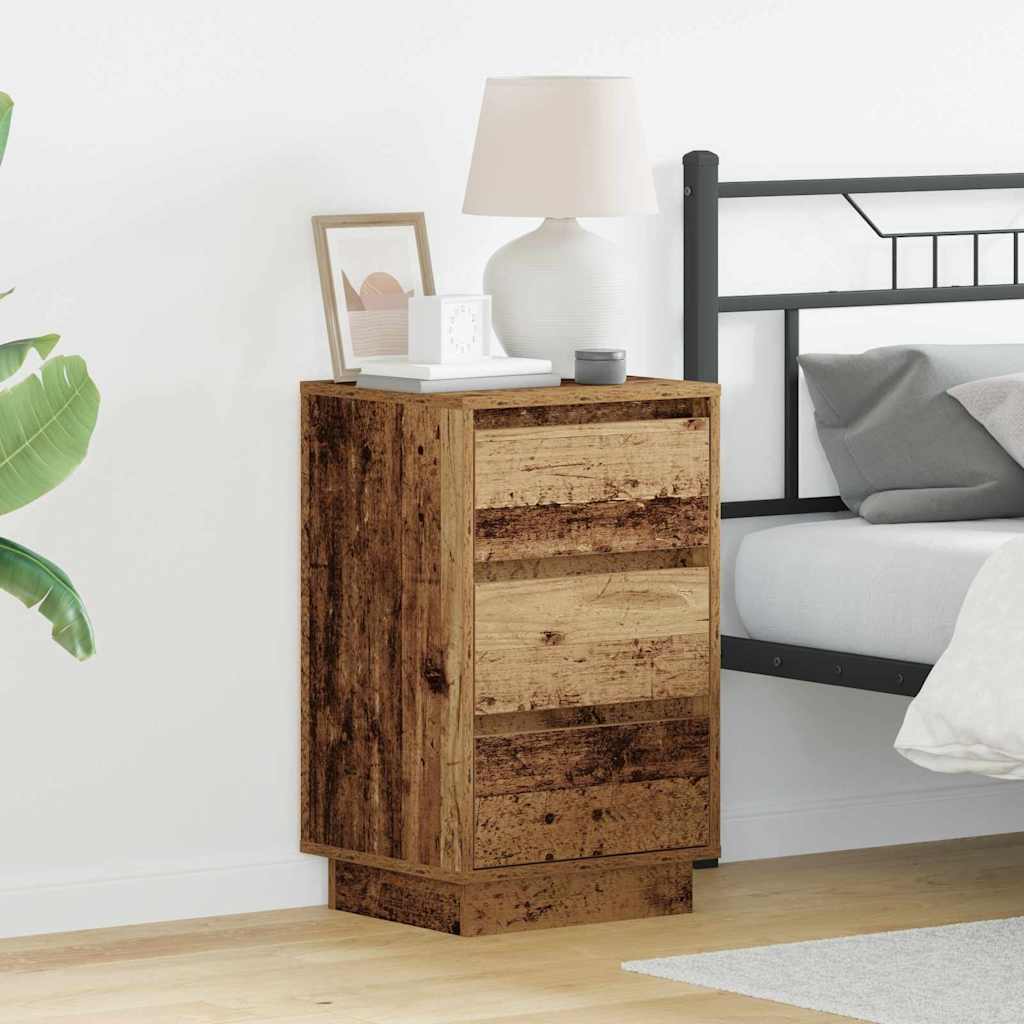 vidaXL Nachttafeltje met LED Wit 39x34,5x65 cm Geengineerd Hout