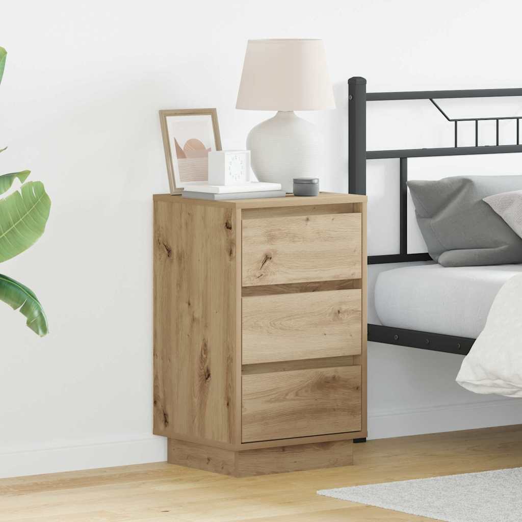 vidaXL Nachttafeltje met LED Wit 39x34,5x65 cm Geengineerd Hout