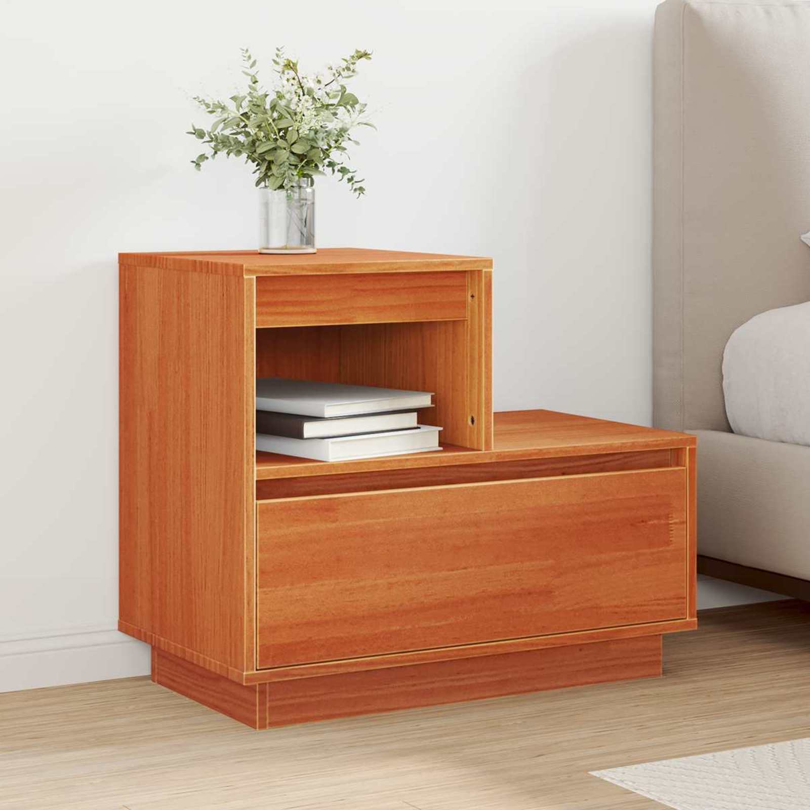 vidaXL Nachtkastjes 2 st 60x34x51 cm massief grenenhout wit