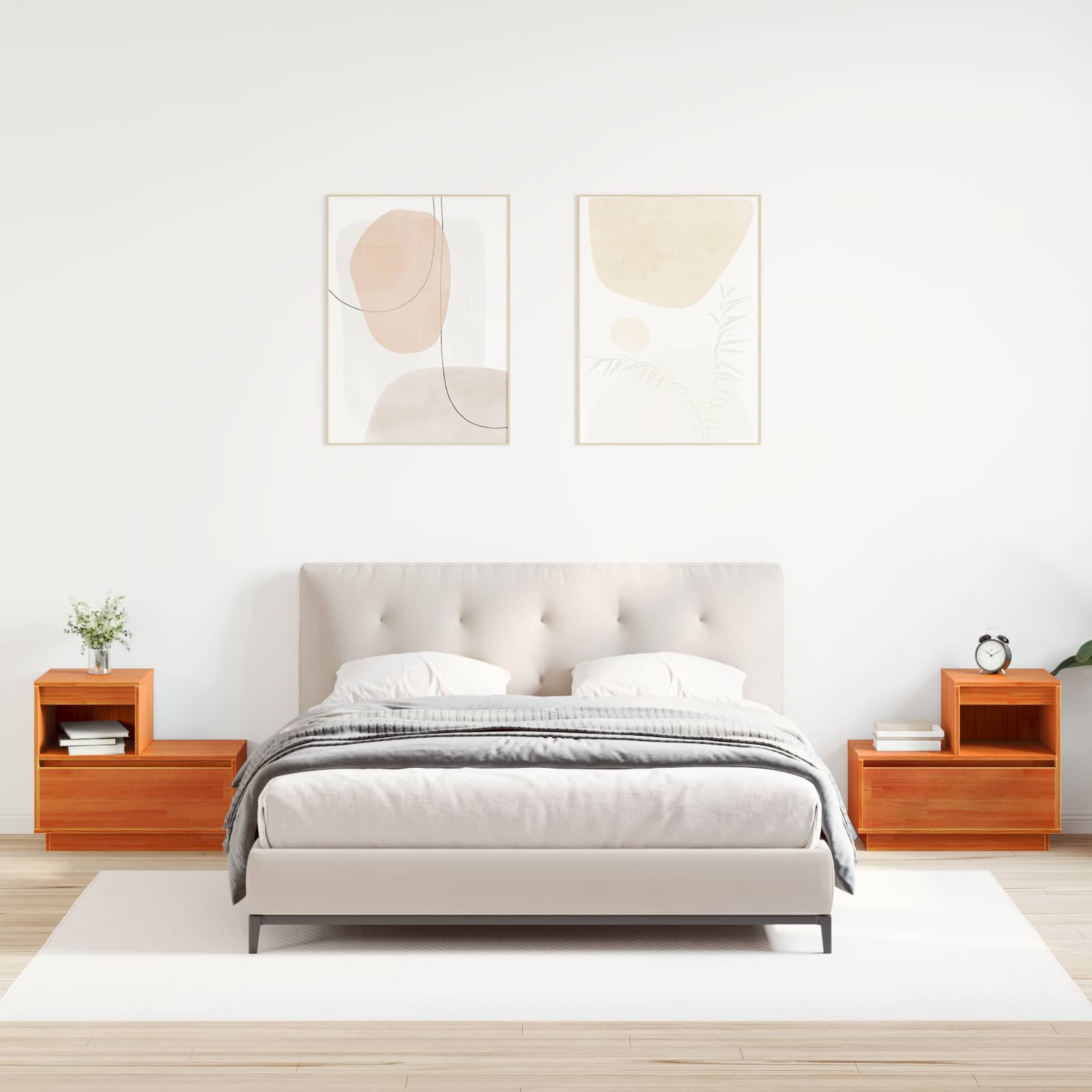 vidaXL Nachtkastjes 2 st 60x34x51 cm massief grenenhout wit