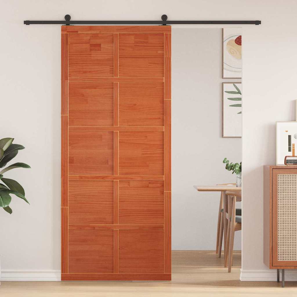 vidaXL Schuifdeur Bruin 100 x 210 cm Massief grenenhout