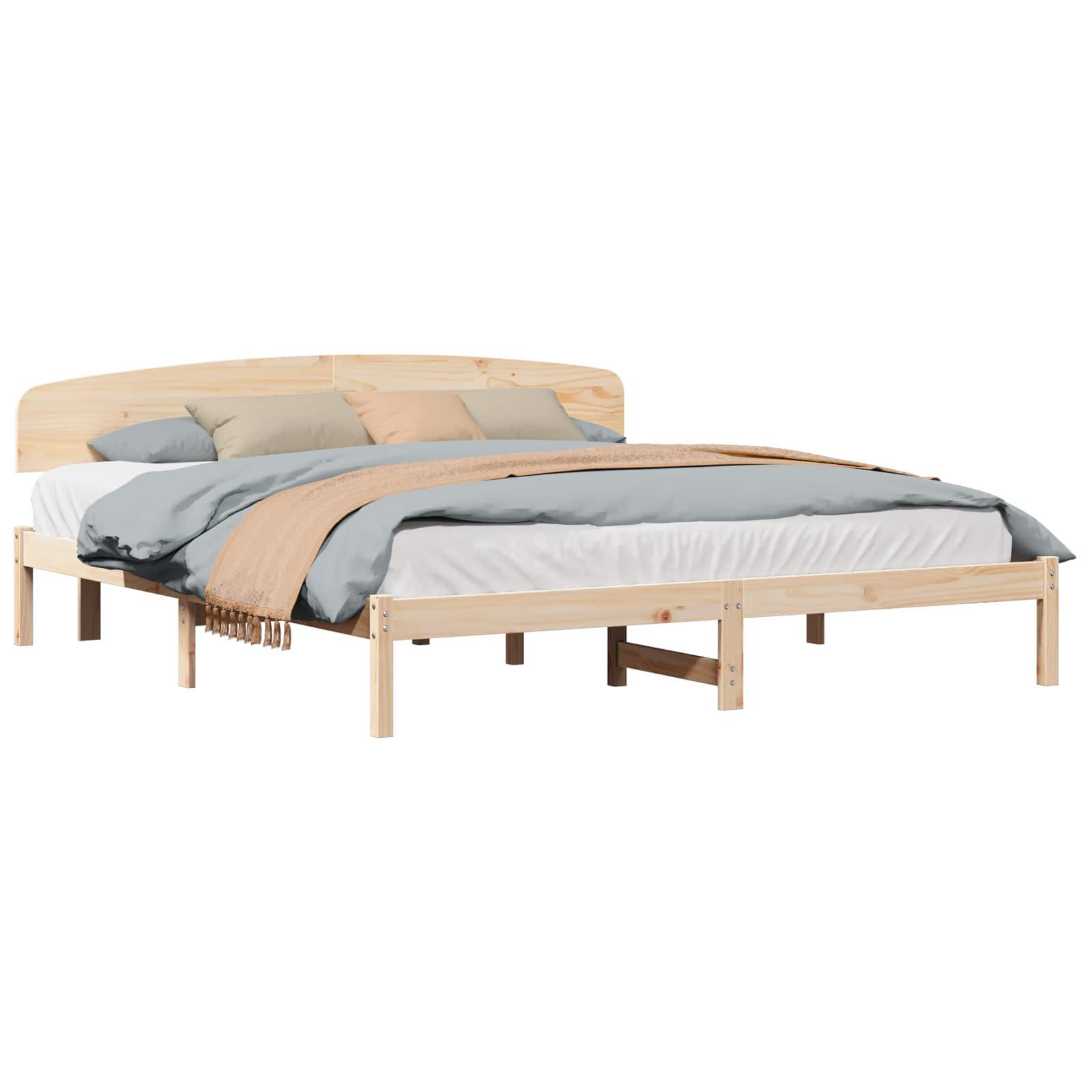 vidaXL Bed Frame met Hoofdbord 200x200 cm Massief Hout Grenen