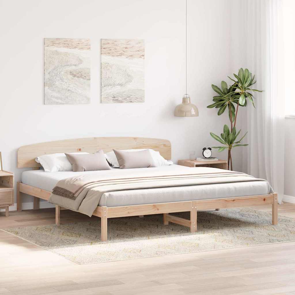 vidaXL Bed Frame met Hoofdbord 200x200 cm Massief Hout Grenen