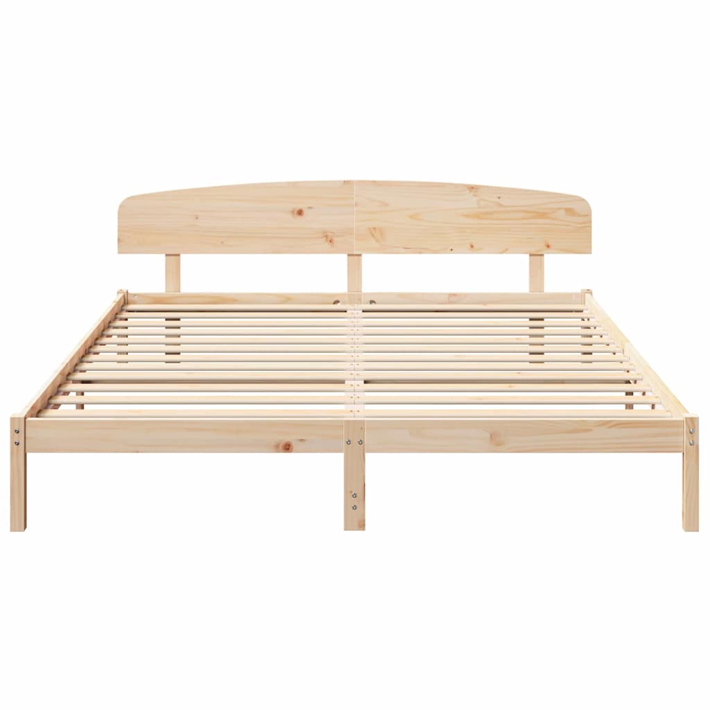vidaXL Bed Frame met Hoofdbord 200x200 cm Massief Hout Grenen