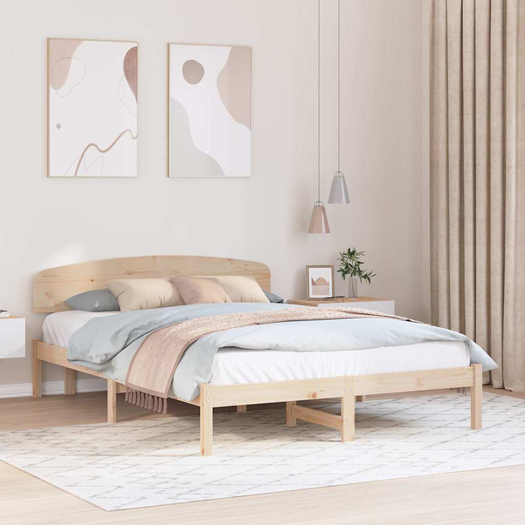 vidaXL Bed Frame met Hoofdbord 200x200 cm Massief Hout Grenen
