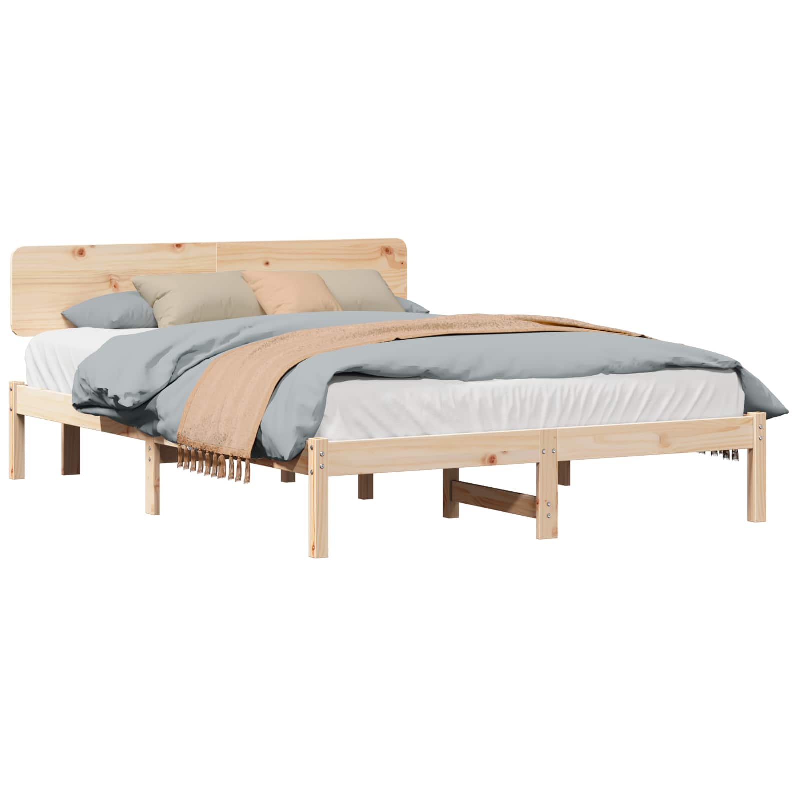 vidaXL Bedframe met Hoofdbord 200x200 cm Massief Grenen Hout