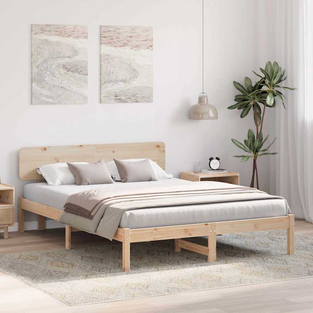 vidaXL Bedframe met Hoofdbord 200x200 cm Massief Grenen Hout