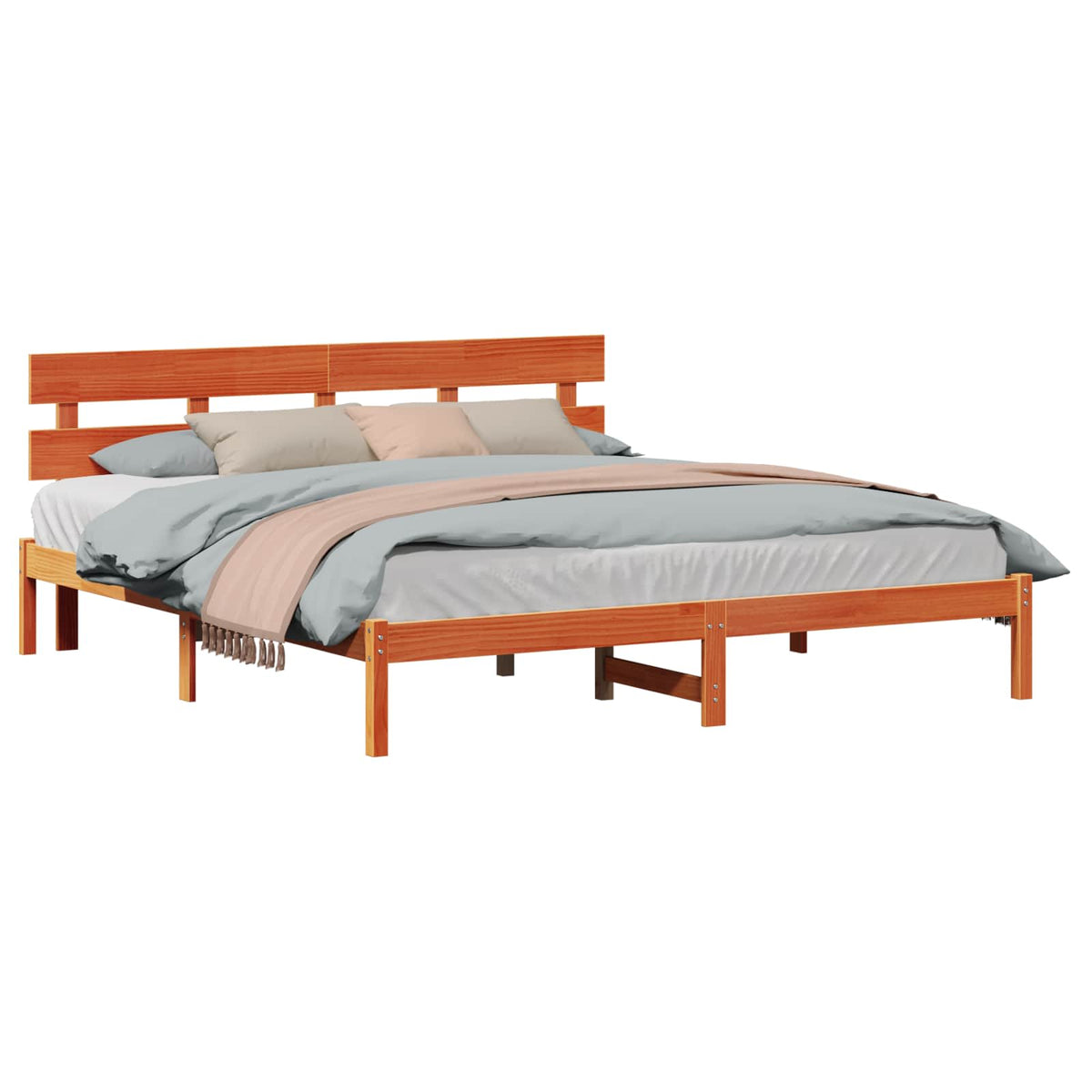 vidaXL Bedframe met Hoofdbord 180x200 cm Massief Grenenhout