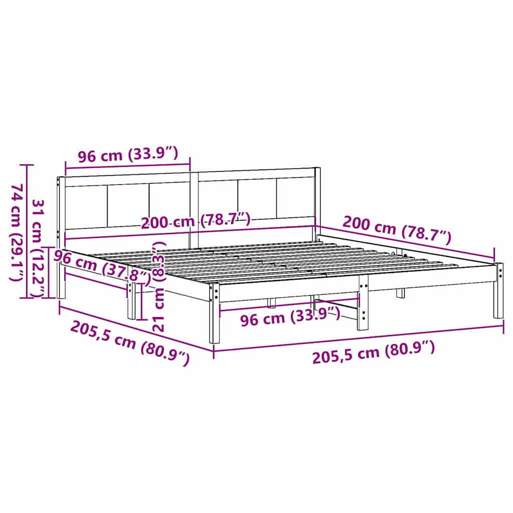 vidaXL Grenenhouten Bedframe Natuurlijke houtafwerking Massief grenenhout