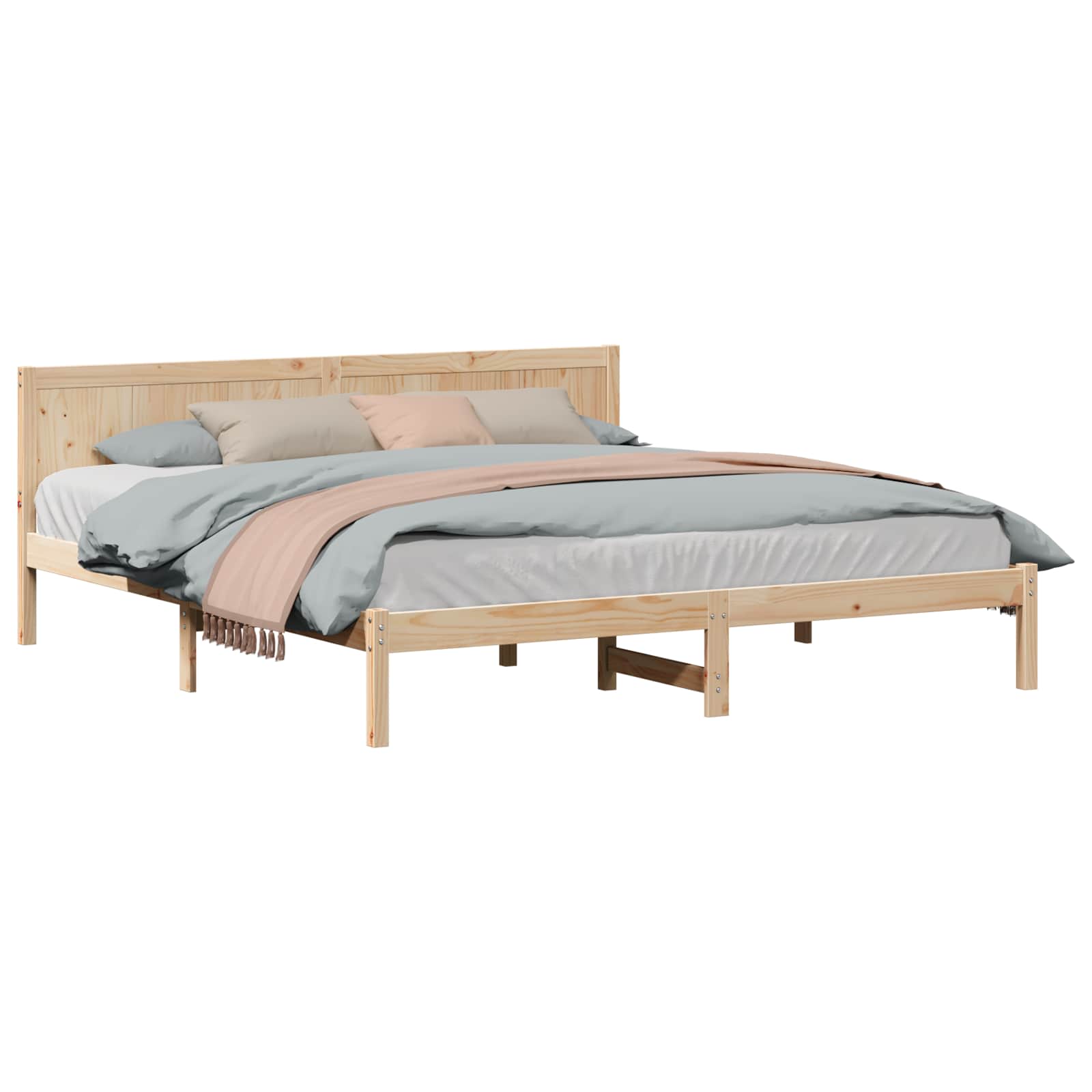 vidaXL Grenenhouten Bedframe Natuurlijke houtafwerking Massief grenenhout
