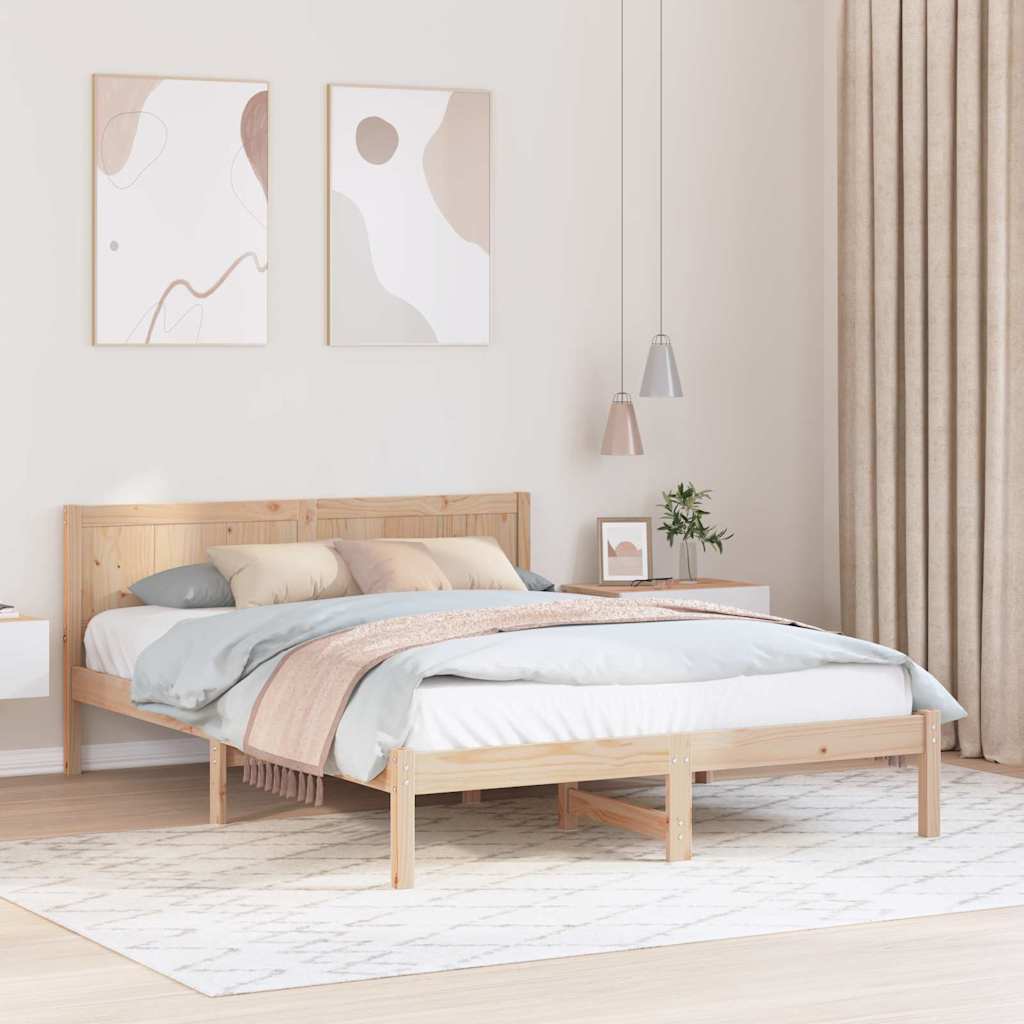 vidaXL Grenenhouten Bedframe Natuurlijke houtafwerking Massief grenenhout