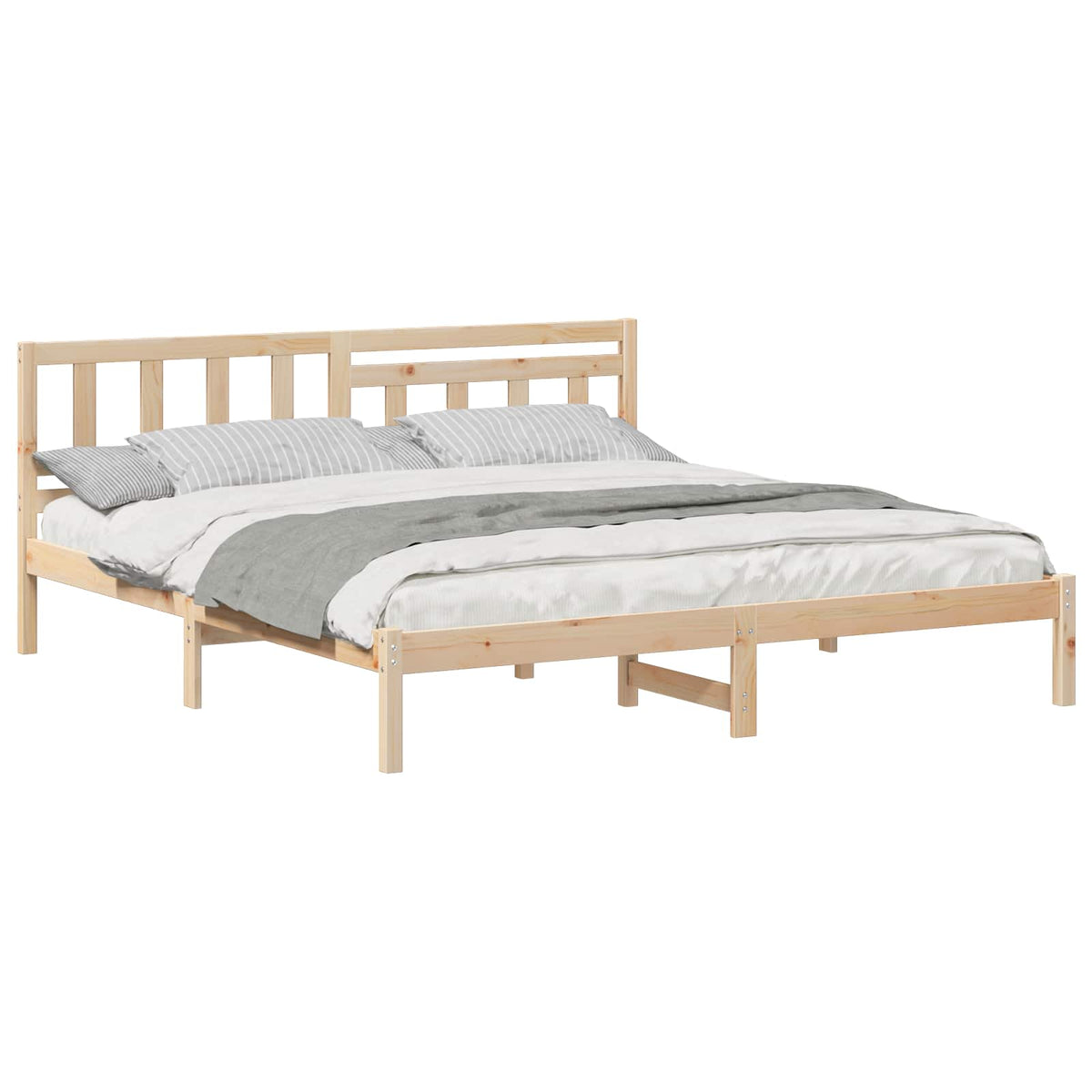 vidaXL Bedframe met hoofdeinde Bruin 200 x 200 cm Massief grenenhout