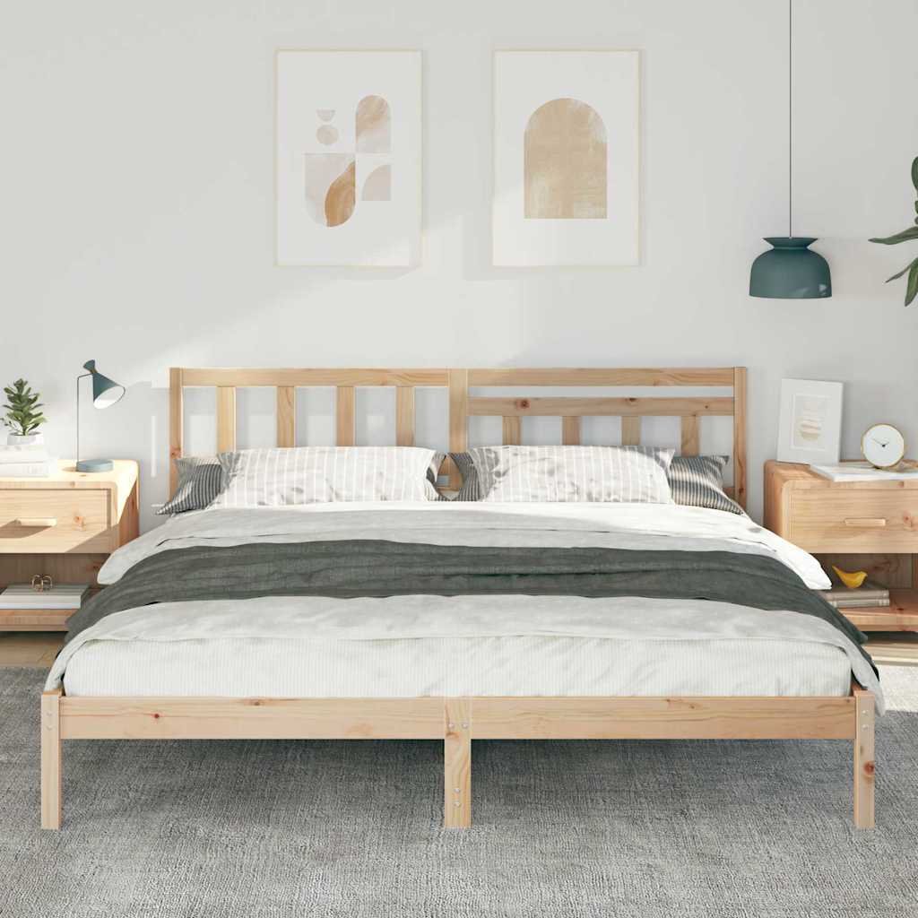 vidaXL Bedframe met hoofdeinde Bruin 200 x 200 cm Massief grenenhout