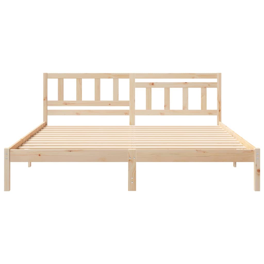 vidaXL Bedframe met hoofdeinde Bruin 200 x 200 cm Massief grenenhout