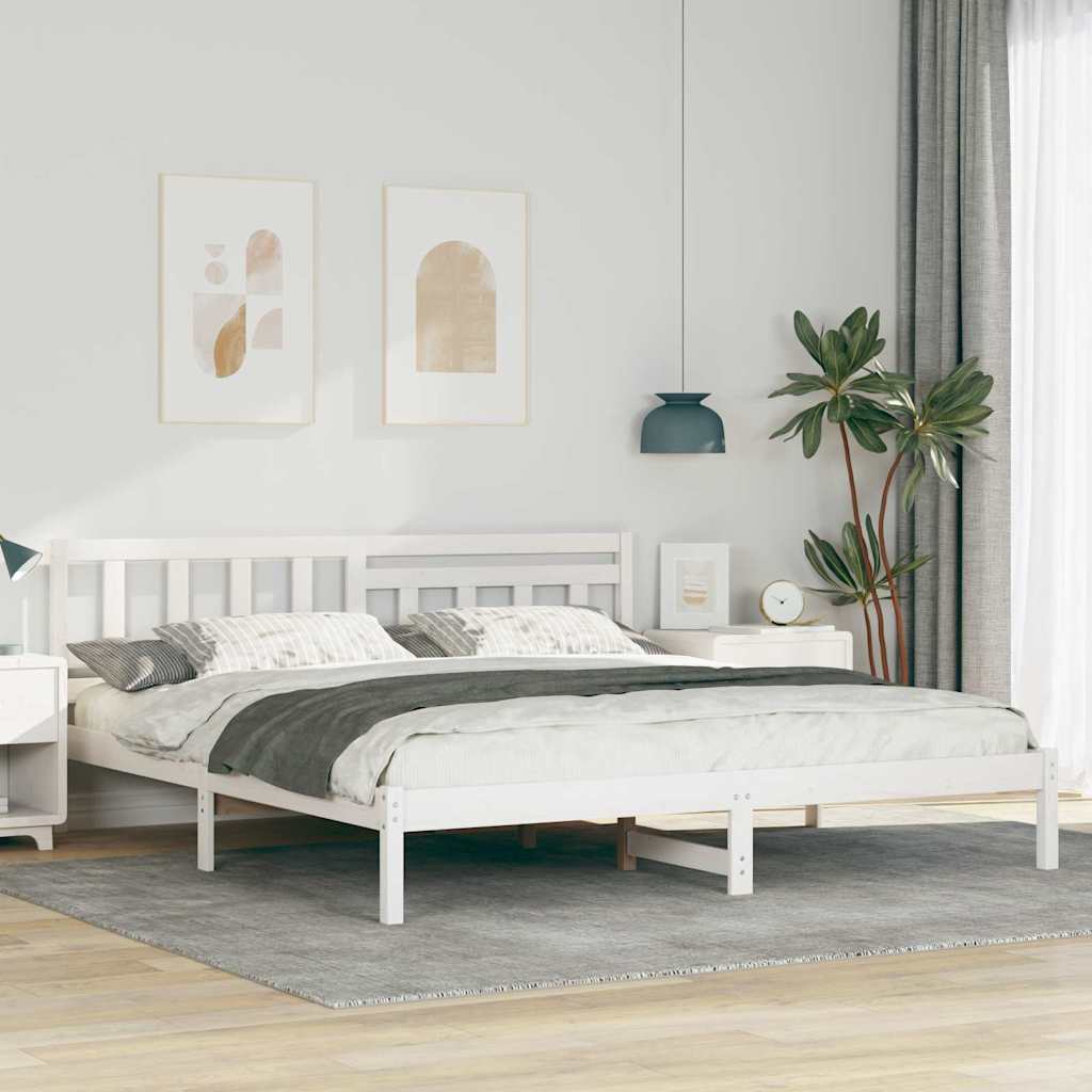 vidaXL Bedframe met hoofdeinde Bruin 200 x 200 cm Massief grenenhout