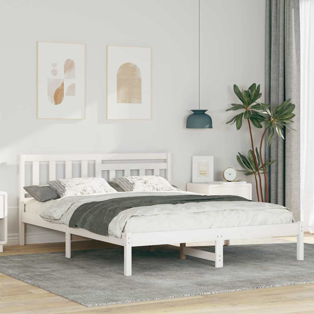 vidaXL Bedframe met hoofdeinde Bruin 200 x 200 cm Massief grenenhout