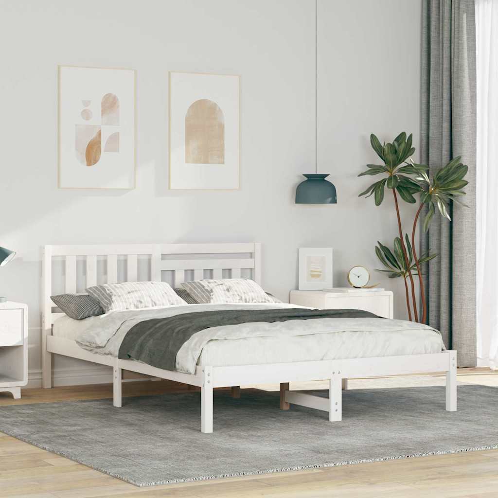 vidaXL Bedframe met hoofdeinde Bruin 200 x 200 cm Massief grenenhout