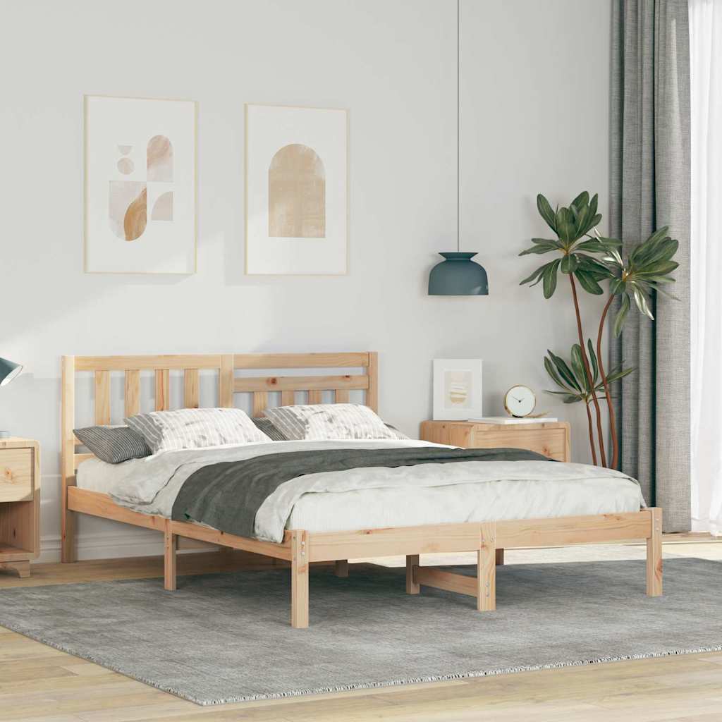 vidaXL Bedframe met hoofdeinde Bruin 200 x 200 cm Massief grenenhout