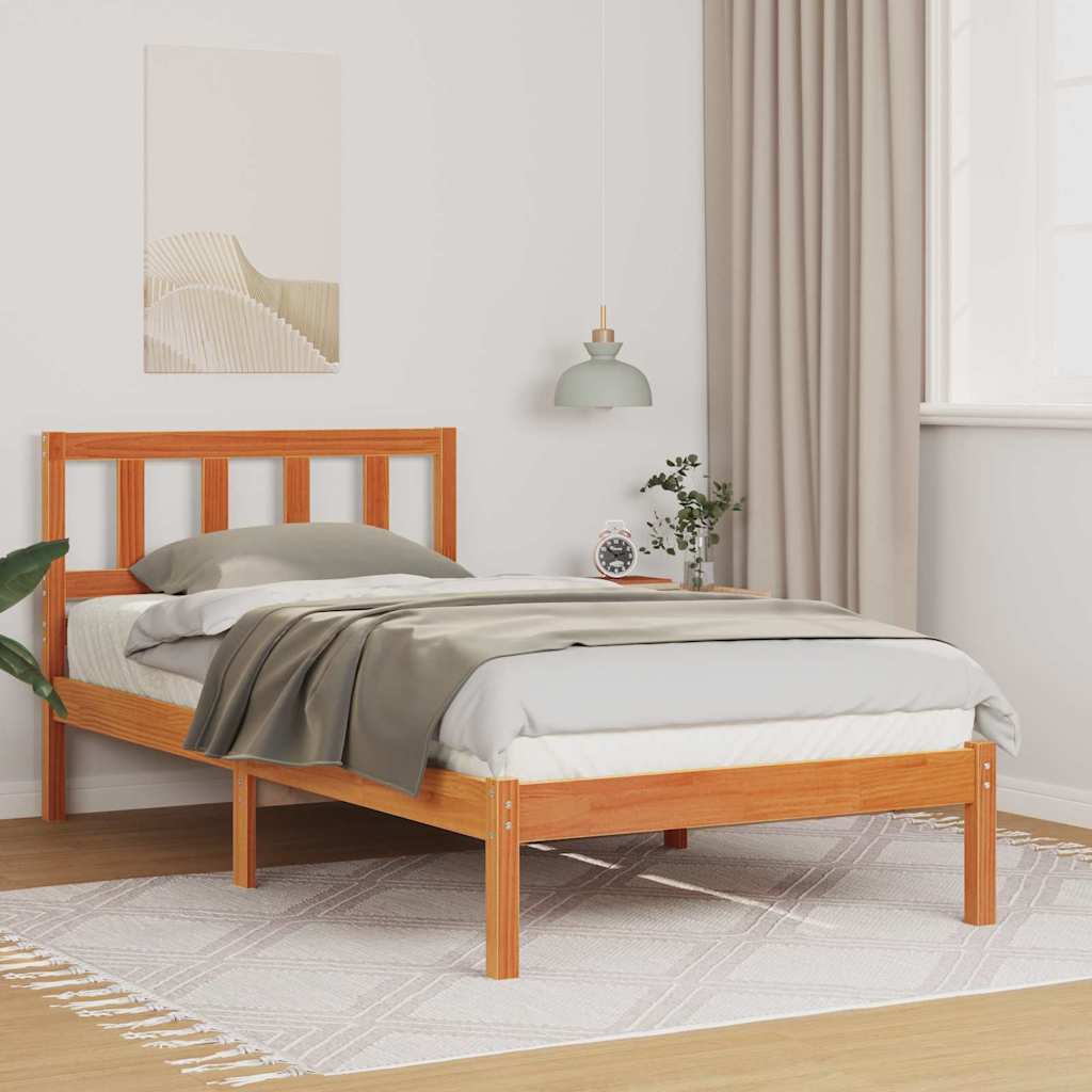 vidaXL Bedframe met hoofdeinde Bruin 200 x 200 cm Massief grenenhout