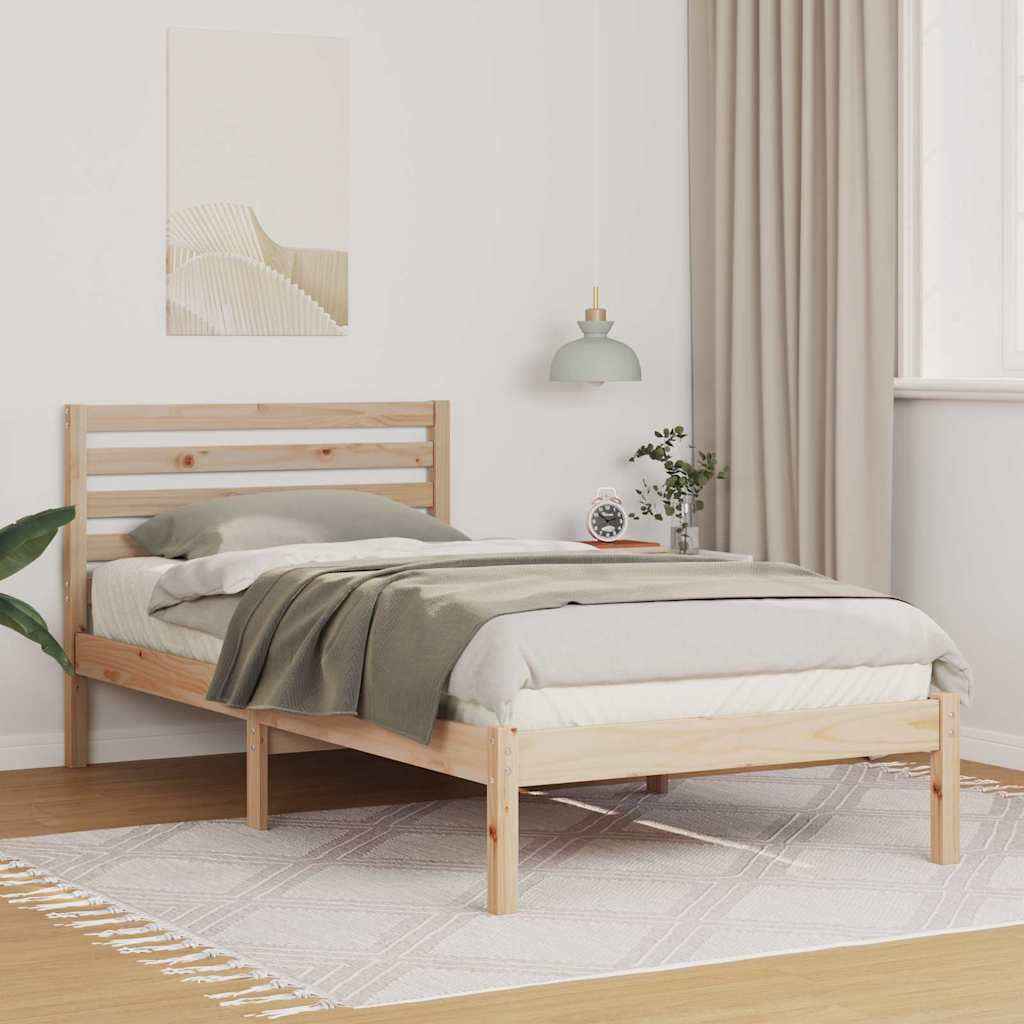 vidaXL Bedframe met hoofdeinde Bruin 80 x 200 cm Massief grenenhout