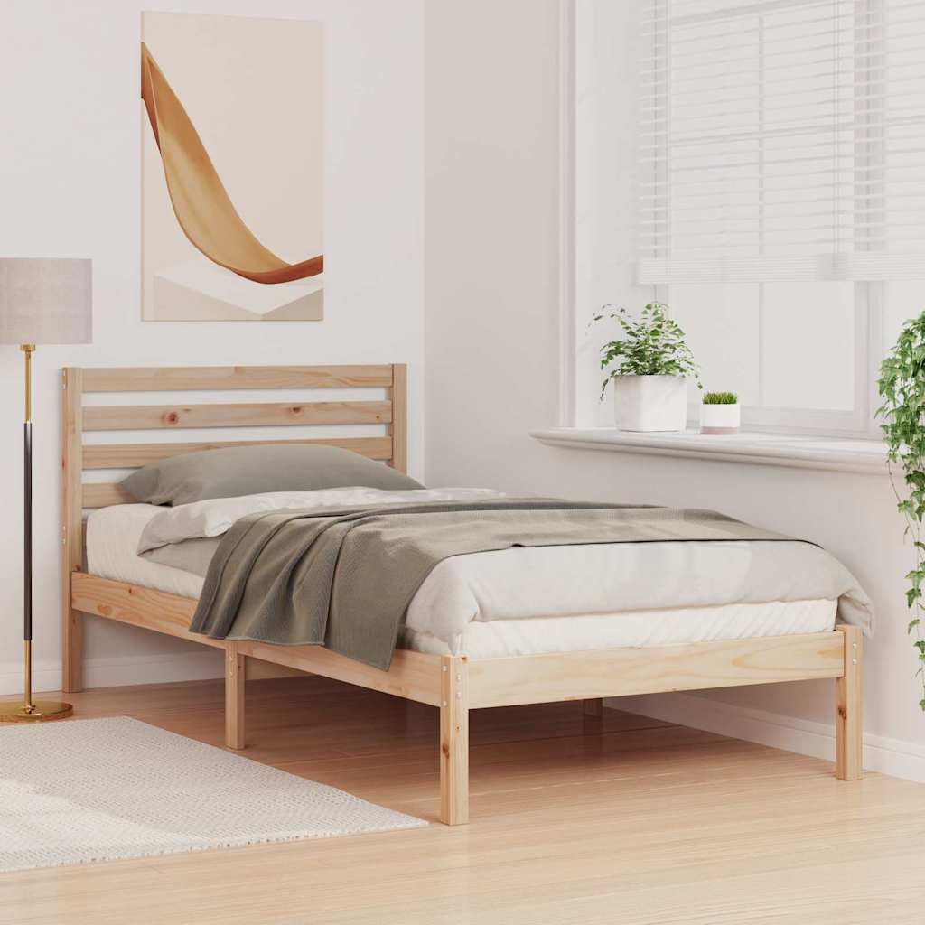 vidaXL Bedframe met hoofdeinde Bruin 80 x 200 cm Massief grenenhout