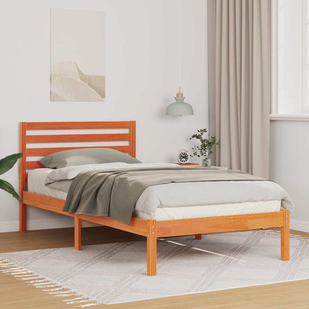 vidaXL Bedframe met hoofdeinde Bruin 80 x 200 cm Massief grenenhout
