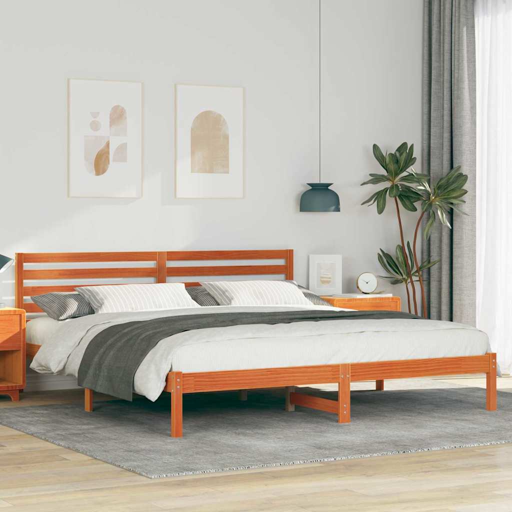 vidaXL Bedframe met hoofdeinde Bruin 80 x 200 cm Massief grenenhout